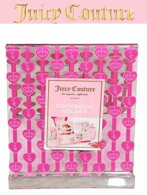 Juicy Couture Home JC Heart & Crown Logo Pattern Acrylic Cookbook Holder